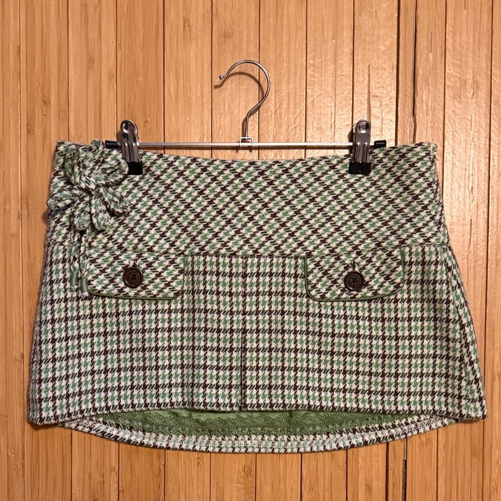 Abercrombie & Fitch Green & White Wool Skirt